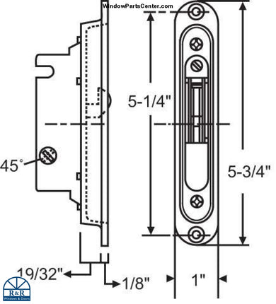 S3011 - Sliding Patio Door Mortise Lock Box Doors stamped on back of part is number 21472