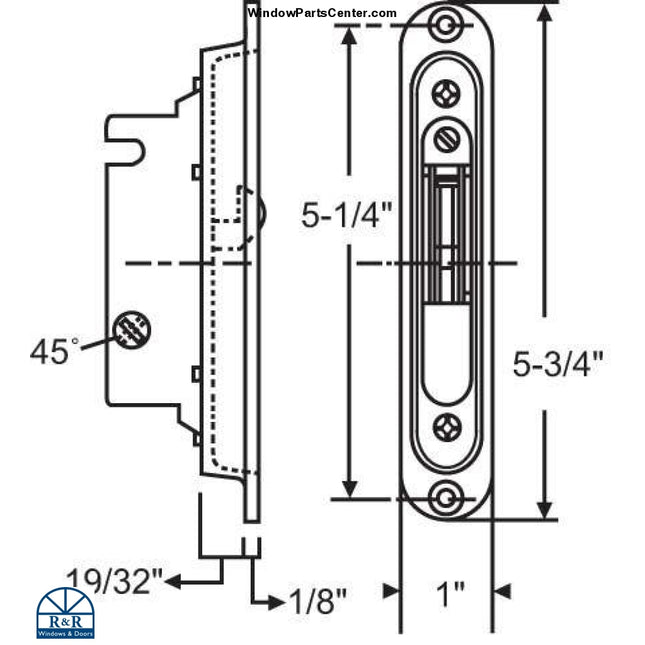 S3011 - Sliding Patio Door Mortise Lock Box Doors stamped on back of part is number 21472