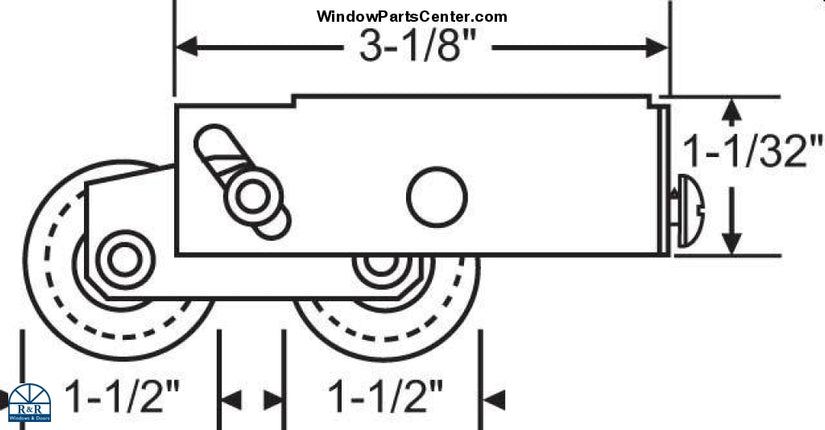 S3013 - Tandem Patio Door Rollers Top Hole Mounting Part number S3013, 900-22358, 90022358SS