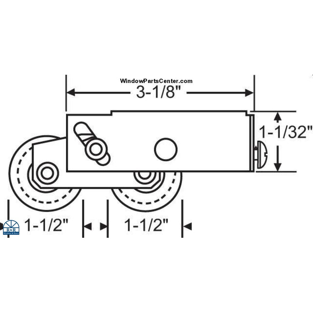 S3013 - Tandem Patio Door Rollers Top Hole Mounting Part number S3013, 900-22358, 90022358SS