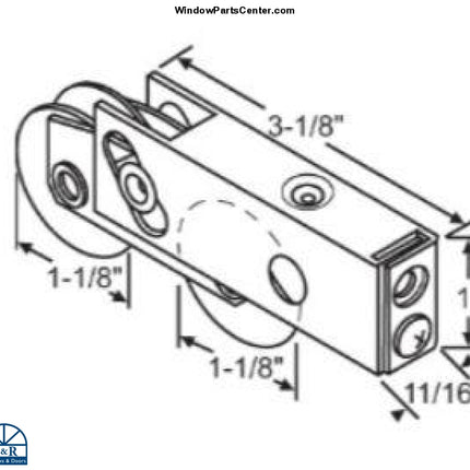 S3014 - Tandem Door Roller Stainless Steel 1 1/8 Inch Wheels