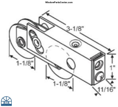 S3014 - Tandem Door Roller Stainless Steel 1 1/8 Inch Wheels