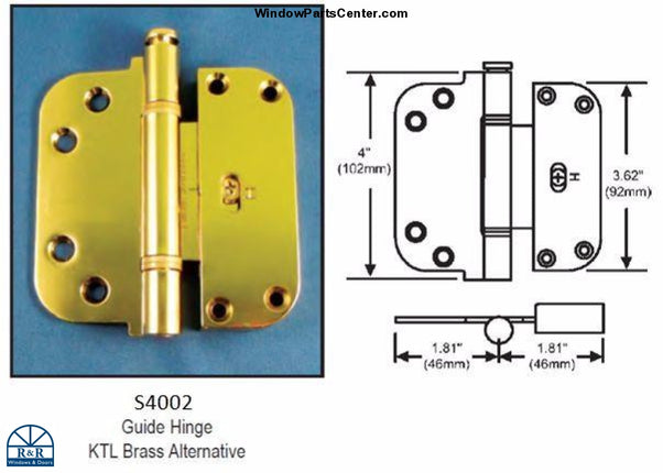 Hoppe 2-D Adjustable Door Hinge  - Guide Hinge Horizontal Adjustment. Part Number: 122340200, 850-8755099 and Pat Nr. 5.701.636, 56-223PB. Known to work on: Semco Doors, Hoppe Hardware, Hoppe Columbus, Windsor Guide Hinge and Superior Doors 