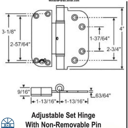 S4003 - Set Hinge Vertical Adjustable Door
