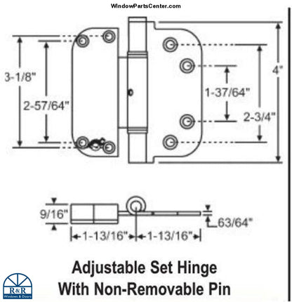 S4003 - Set Hinge Vertical Adjustable Set Door Hinge. Known Brands: Hoppe Hardware, Hoppe Columbus, Semco, Windsor Doors and Superior Doors and more.