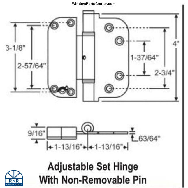 S4003 - Set Hinge Vertical Adjustable Set Door Hinge. Known Brands: Hoppe Hardware, Hoppe Columbus, Semco, Windsor Doors and Superior Doors and more.