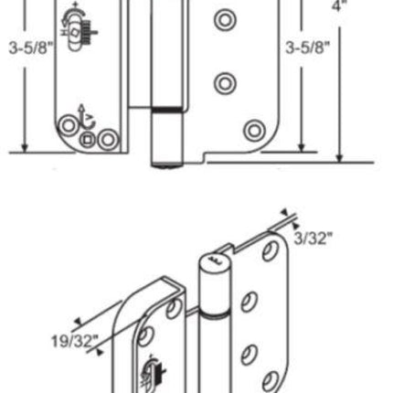 HG210 S4007 - Amesbury Truth Adjustable Door Hinge - NON Removable Pin. Color Craftsman Bronze, Known Part Numbers: 56-156CRBZ, HG 200, Pat. Nr. 8,429,794. Part Numbers: 56-156CRBZ, 56-156DOBZ, 56-156B, HG 300, Pat. Nr. 8,429,79 A diagram of a door hinge