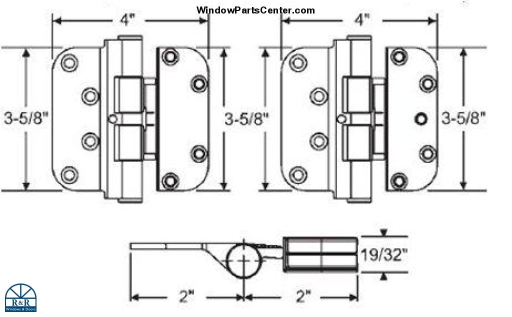 S4011 Hoppe Adjustable Door Hinge Set Hinge Non Removable Pin R&R