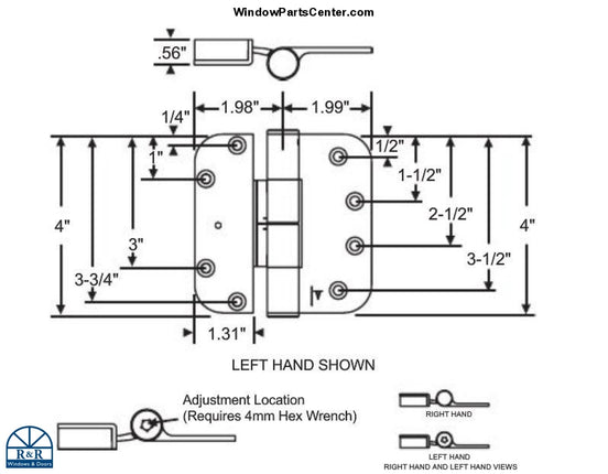 S4016 - Truths Sentry Adjustable Door Hinge - Set Hinges
