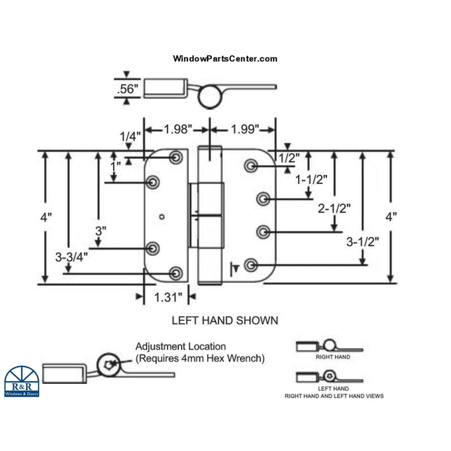 S4016 - Truths Sentry Adjustable Door Hinge - Set Hinges
