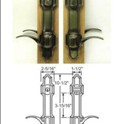 W&F French Series Handle Set -5 1/2"  center to center bore  The Normandy Stamped On The Back of Face plate: PAT. NO. 4,671,089 - DES. 297,805 - 1200-68 - OTHER PAT. PEND. On latch PAT No. 4,671,089 and on dead bolt PAT NO: 4,741,089. Part Number 1200-3-1044, 8000-15-0, 55-226AB