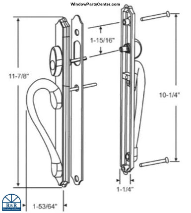 S4201 Ashland Inspirations Sliding Patio Door handle Sets Used by Marvin Integrity, Comfort Line FiberFrame, Therma Tru and Kobe & Kolbe