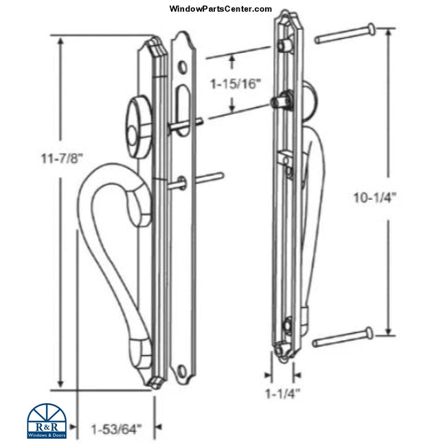 S4201 Ashland Inspirations Sliding Patio Door handle Sets Used by Marvin Integrity, Comfort Line FiberFrame, Therma Tru and Kobe & Kolbe