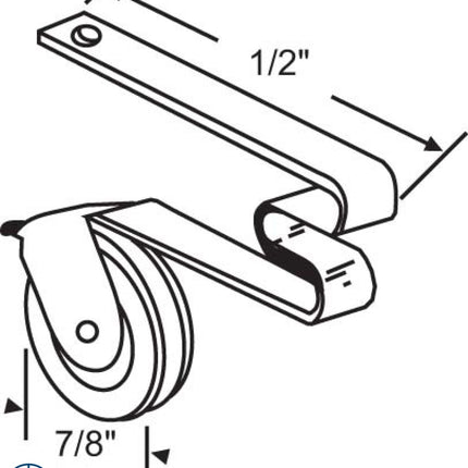 S6004 PATIO SCREEN DOOR ROLLER ASSEMBLY 7/8 INCH NYLON - PACK OF 2