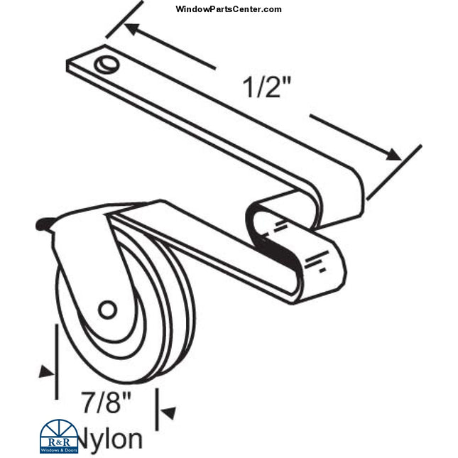 S6004 PATIO SCREEN DOOR ROLLER ASSEMBLY 7/8 INCH NYLON - PACK OF 2