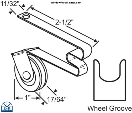 S6005 Patio Screen Door Roller Assembly 1 Inch Nylon - Pack Of 2 Screen Parts