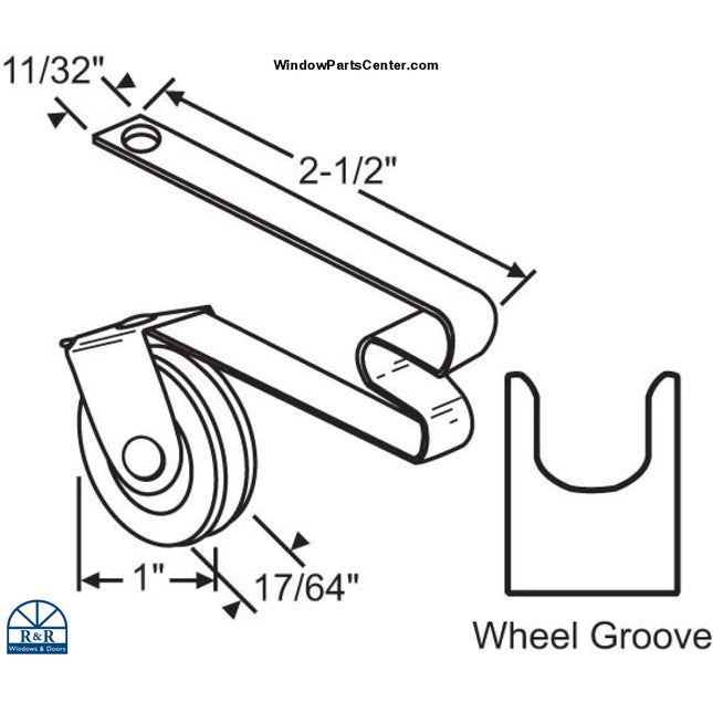S6005 Patio Screen Door Roller Assembly 1 Inch Nylon - Pack Of 2 Screen Parts