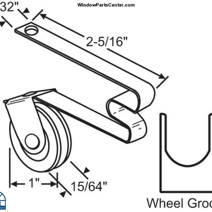 S6006 Patio Screen Door Roller Assembly 1 Inch Nylon - Pack Of 2 Screen Parts