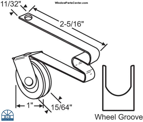S6006 Patio Screen Door Roller Assembly 1 Inch Nylon - Pack Of 2 Screen Parts