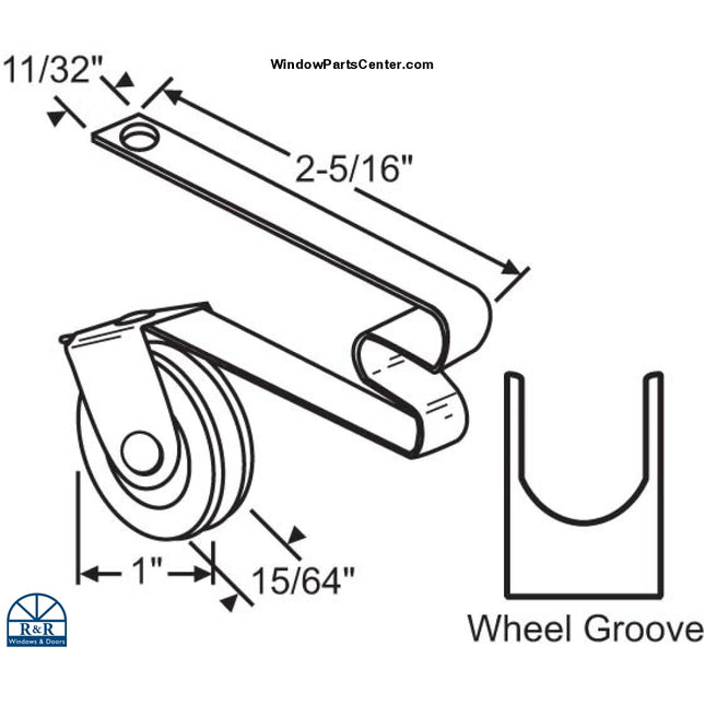 S6006 Patio Screen Door Roller Assembly 1 Inch Nylon - Pack Of 2 Screen Parts