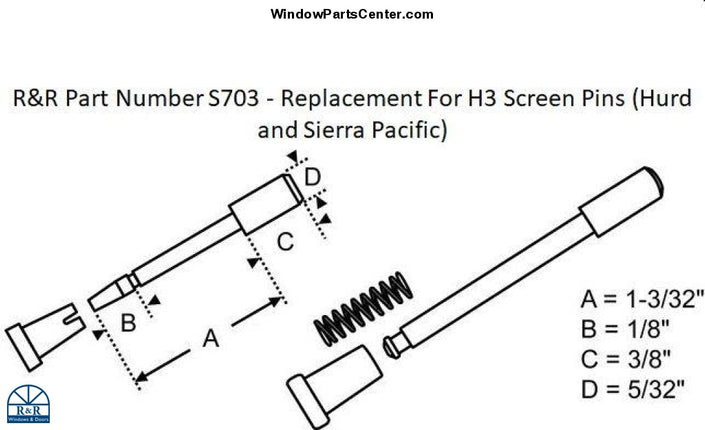 S703 - 5/32 Inch Plunger & Cap Kit Screen Window Assembly 25 Pack Parts