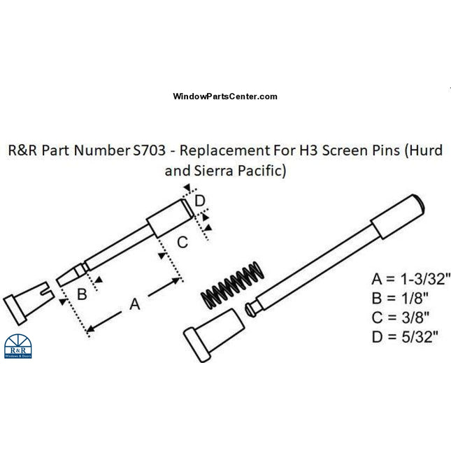 S703 - 5/32 Inch Plunger & Cap Kit Screen Window Assembly 25 Pack Parts