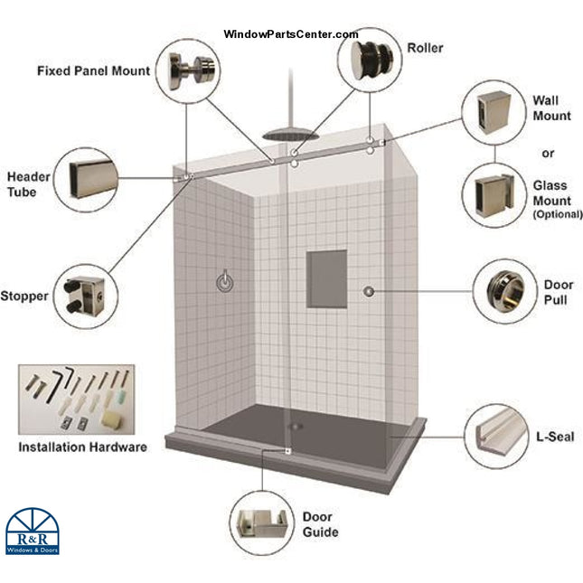 S800 - Brixwell 22-268BNK and 22-268BCH GLIDING SHOWER DOOR SYSTEM Color: Brushed Nickel and Bright Chrome