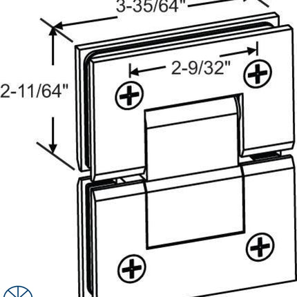 S804 Brixwell Glass To Glass Shower Door Hinge 180 Degree 22-245BCH and 22-245BNK