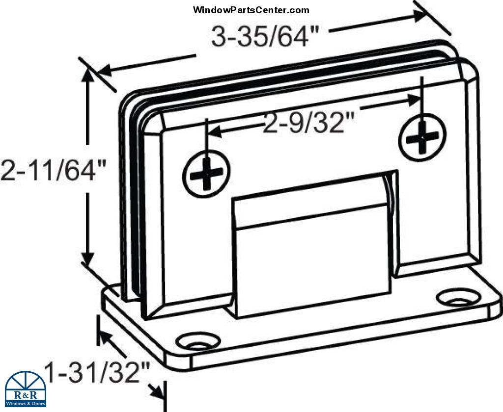 S805 Brixwell Standard Duty Shower Door Hinge Bevel Edge 90 Degree Gla R&R Windows & Doors