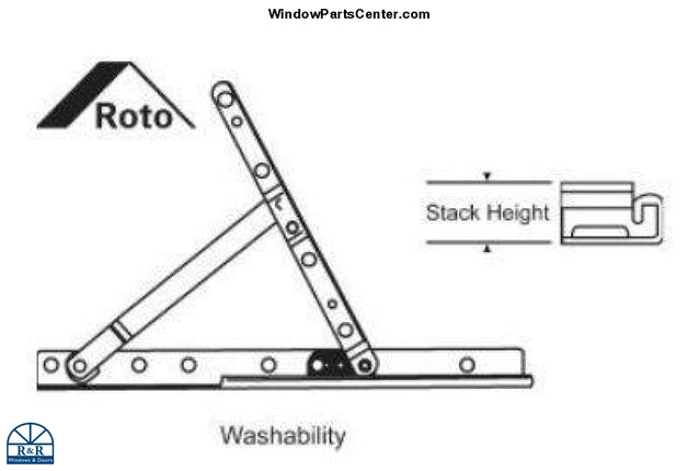 Ss10003 - Roto North America Hg05 10 Adjustable Hinge Kit For Casement Windows Stainless Steel /