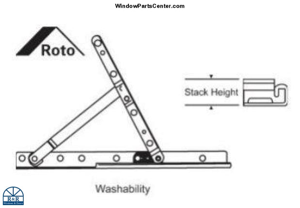 SS10004 - Roto North America HG05 13" Adjustable Hinge Kit For Casement Windows. Part Number HG05-7202, HG05-7203, HG05-7506