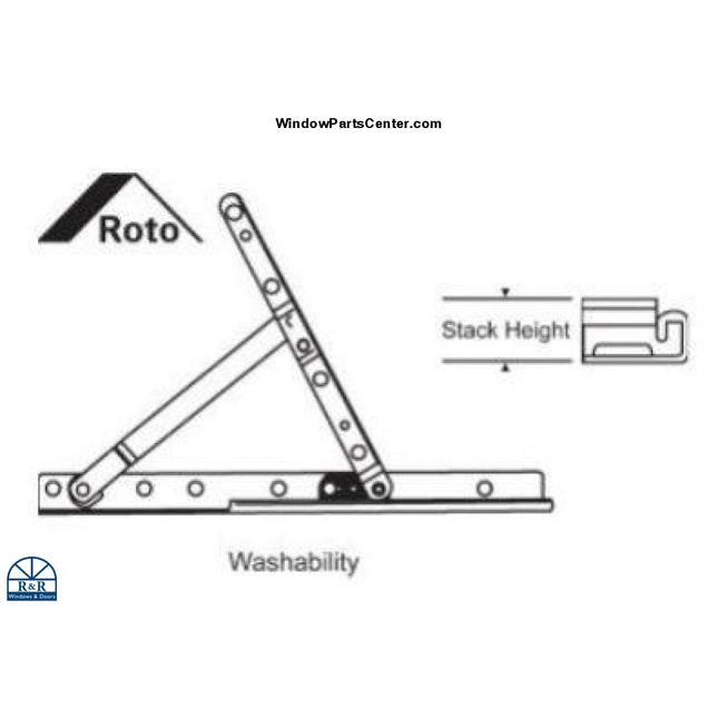 SS10004 - Roto North America HG05 13" Adjustable Hinge Kit For Casement Windows. Part Number HG05-7202, HG05-7203, HG05-7506