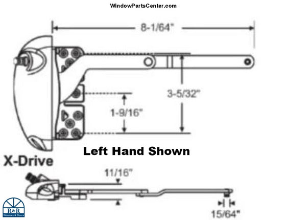 Ss10010 Roto X Drive Pro Split Arm Dyad Casement Operator With Notched Base And Underside Post