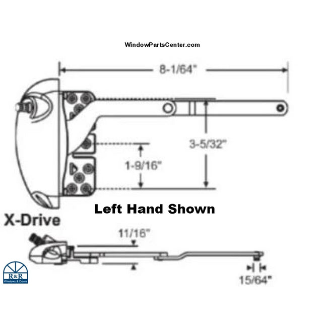 Ss10010 Roto X Drive Pro Split Arm Dyad Casement Operator With Notched Base And Underside Post
