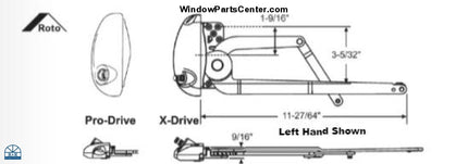Ss10011 Roto North America X Drive Pro Dual Arm Vinyl Casement Operator Window Parts