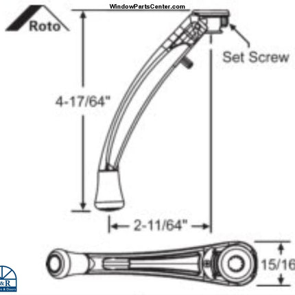 Casement Awning Roto Handle Part number stamped on the bottom OP06-1520. Known Part Number: SS10012 and OP06-1520, 7-1877W, 7-1877AD, 7-1877BW, 7-1877DB